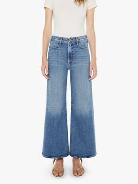 Mother The Hustler Roller Ankle In Slip & Fall 24 Wide Leg Jeans High Rise